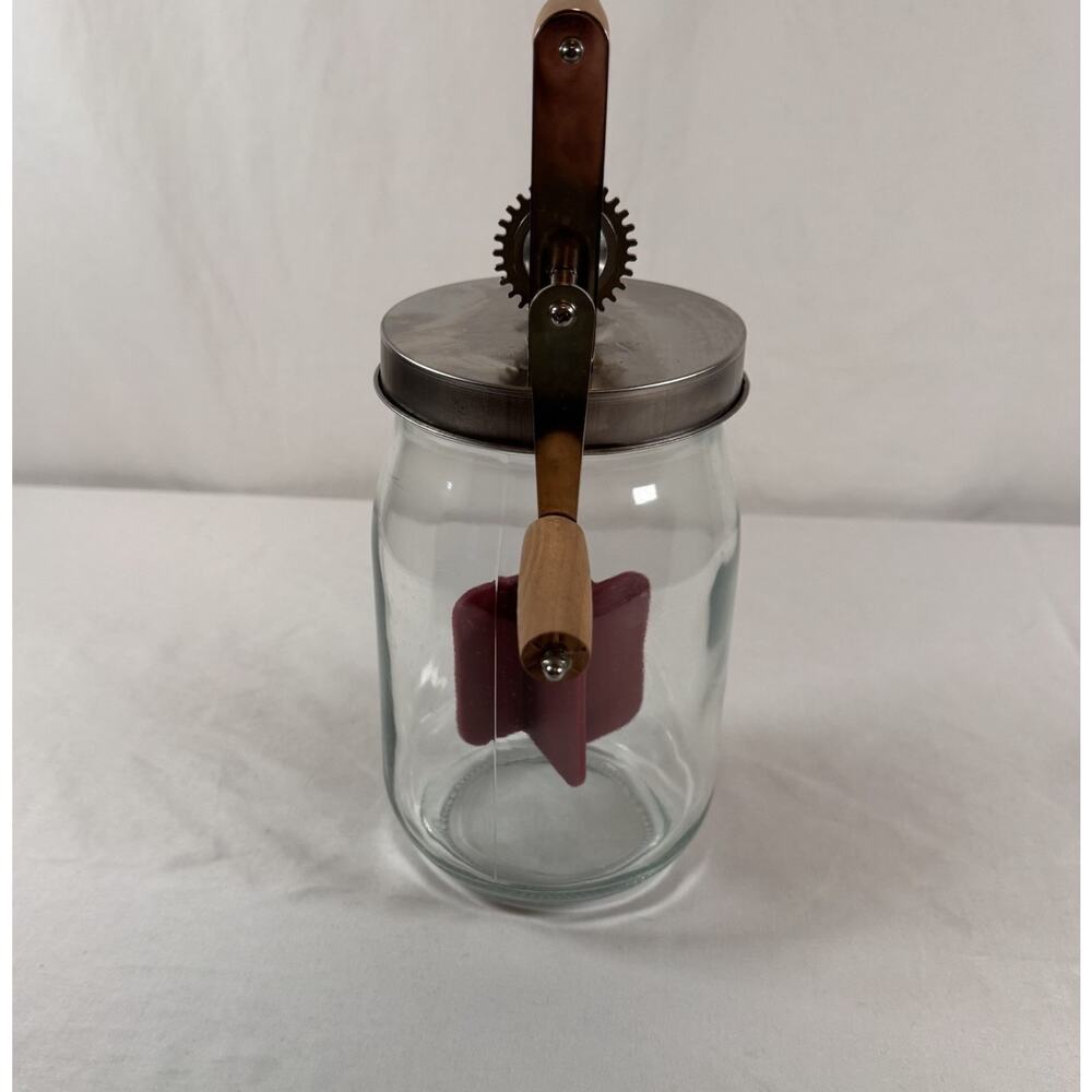 Manual Butter Churner Hand Crank Large Glass Jar Homemade Butter Maker Homestead - Picture 2 of 6